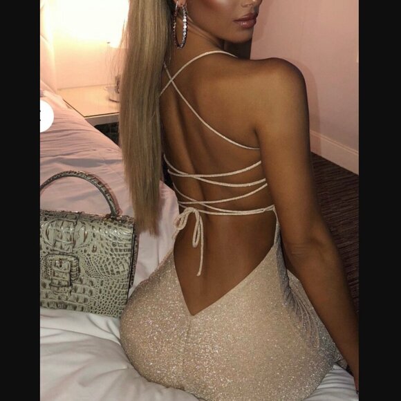 NWT Baby Boo Gold Sparkle Maxi Dress Miley XS - Picture 7 of 9